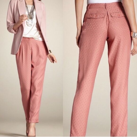 Chico’s Size 1 (U.S. 8) Jacquard Pleated Cuff Ankle Pants • Zipper & Button FLAW - Picture 14 of 15